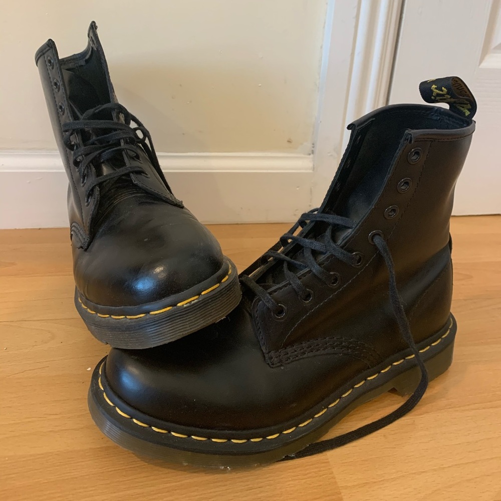 lightly worn Dr. Martens